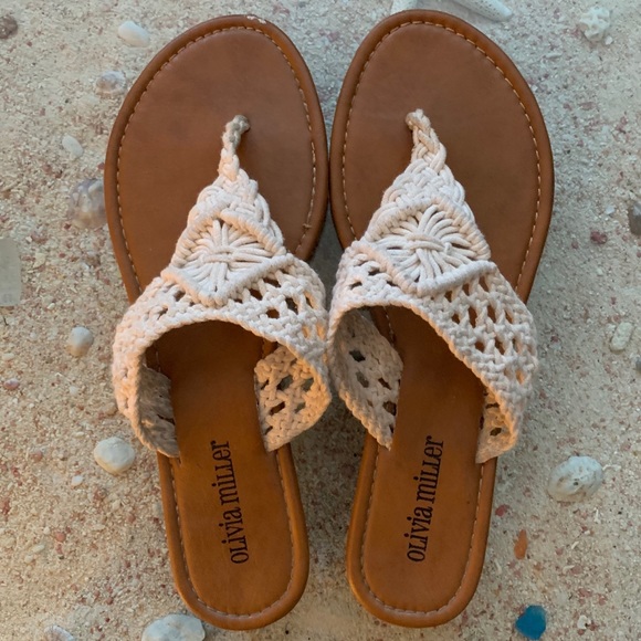 Olivia Miller Shoes - Olivia Miller Crochet T Strap Sandals